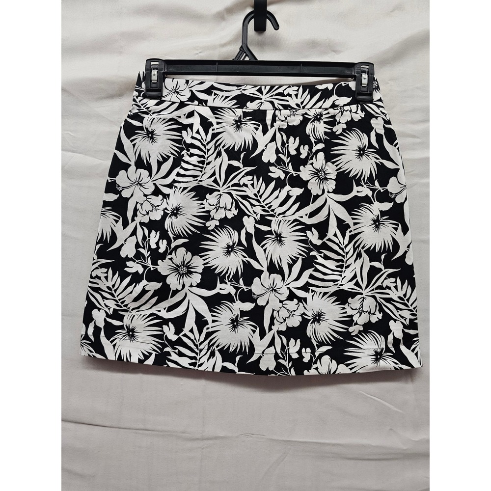 Rafaella Womens Floral Stretch Skort Black Viscose Blend Tropical Size XS